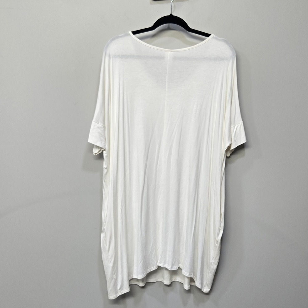 Women Oversized Top Tunic Dress Plus Size 2X White Jersey Knit Minimalist Scandi - Picture 2 of 6